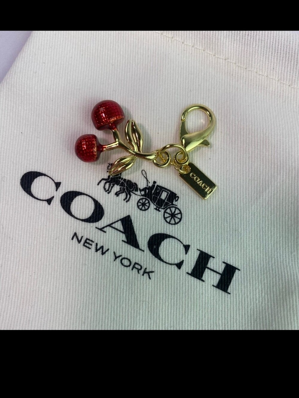 NWT COACH Mini Cherry Bag Charm - Picture 3 of 3